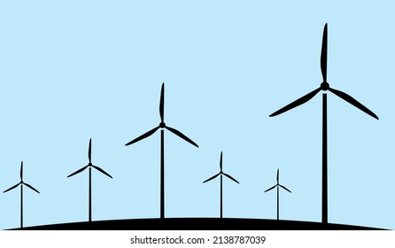 Offshore wind turbines windmills on water lined up next to each other in the ocean.