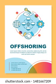 Offshoring brochure template layout. Business partnership. Flyer, booklet, leaflet print design with linear illustrations. Vector page layouts for magazines, annual reports, advertising posters