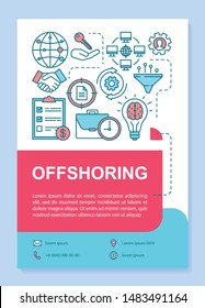 Offshoring brochure template layout. Offshore banking. Flyer, booklet, leaflet print design with linear illustrations. Vector page layouts for magazines, annual reports, advertising posters