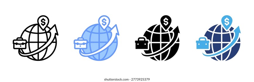 Offshoring icon set multiple style collection