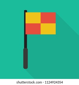 offside flag icon in flat style with long shadow, isolated vector illustration on green transparent background