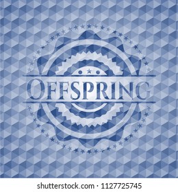 Offspring blue emblem with geometric pattern.