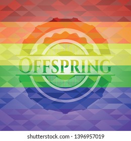 Offspring emblem on mosaic background with the colors of the LGBT flag