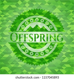 Offspring green emblem with triangle mosaic background