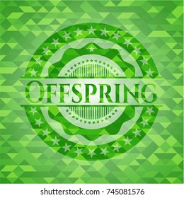 Offspring green emblem with triangle mosaic background