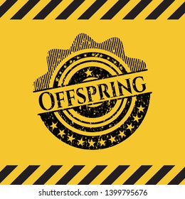 Offspring inside warning sign, black grunge emblem. Vector Illustration. Detailed.