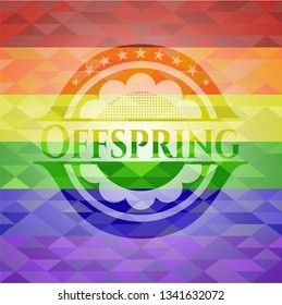 Offspring on mosaic background with the colors of the LGBT flag