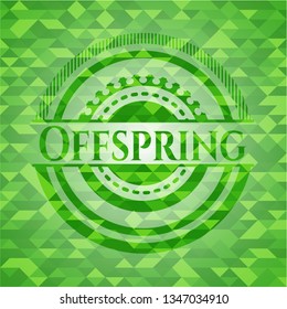 Offspring realistic green emblem. Mosaic background