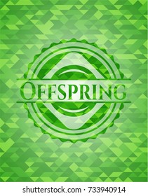 Offspring realistic green emblem. Mosaic background