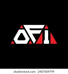 OFI triangle letter logo design with triangle shape. OFI triangle logo design monogram. OFI triangle vector logo template with red color. OFI triangular logo Simple, Elegant, and Luxurious design.