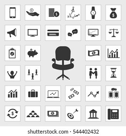 ofice chair icons universal set for web and mobile