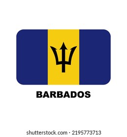 Oficial national flags of the world. Barbados country.  Design rectangular. Vector Isolated on a blank background which can be edited and changed colors.