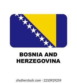 Oficial national flags of the world. Bosnia and Herzegovina country.  Design rectangular. Vector Isolated on a blank background which can be edited and changed colors.