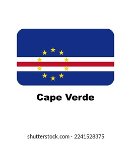 Oficial national flags of the world. Cape Verde country.  Design rectangular. Vector Isolated on a blank background which can be edited and changed colors.