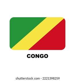 Oficial national flags of the world. Congo country.  Design rectangular. Vector Isolated on a blank background which can be edited and changed colors.