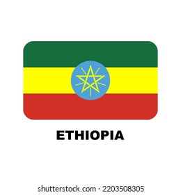 Oficial national flags of the world. Ethiopia country.  Design rectangular. Vector Isolated on a blank background which can be edited and changed colors.