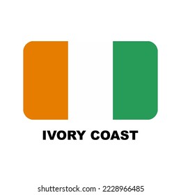Oficial national flags of the world. Ivory Coast country.  Design rectangular. Vector Isolated on a blank background which can be edited and changed colors.
