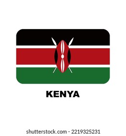 Oficial national flags of the world. Kenya country.  Design rectangular. Vector Isolated on a blank background which can be edited and changed colors.