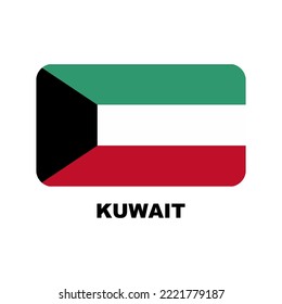Oficial national flags of the world. Kuwait country.  Design rectangular. Vector Isolated on a blank background which can be edited and changed colors.