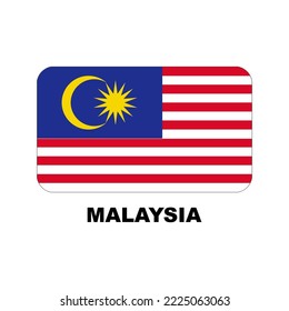 Oficial national flags of the world. Malaysia country.  Design rectangular. Vector Isolated on a blank background which can be edited and changed colors.