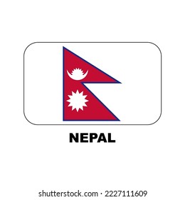Oficial national flags of the world. Nepal country.  Design rectangular. Vector Isolated on a blank background which can be edited and changed colors.