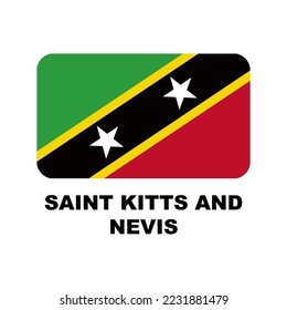 Oficial national flags of the world. Saint Kitts and Nevis country.  Design rectangular. Vector Isolated on a blank background which can be edited and changed colors.