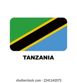 Oficial national flags of the world. Tanzania country.  Design rectangular. Vector Isolated on a blank background which can be edited and changed colors.