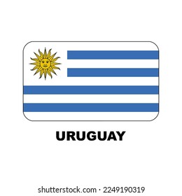 Oficial national flags of the world. Uurguay country.  Design rectangular. Vector Isolated on a blank background which can be edited and changed colors.