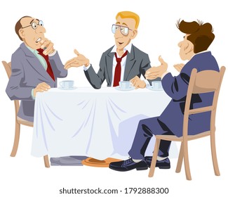 Ofiice work of groupe. Business meeting. Funny people. Stock illustration. 