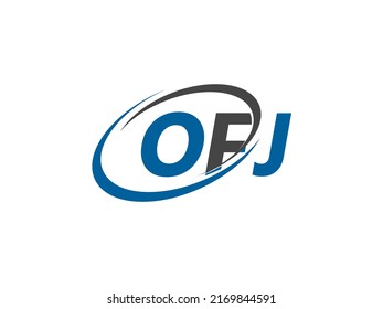 Letra OFJ Ilustración del vector de diseño del logotipo inicial
