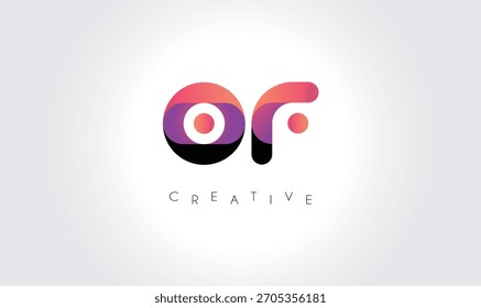 OF,of Farbverlauf Abstraktes Logo mit kreativen abgerundeten Formen