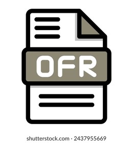 Ofr file icon. flat audio file, icons format symbols. Vector illustration. can be used for website interfaces, mobile applications and software