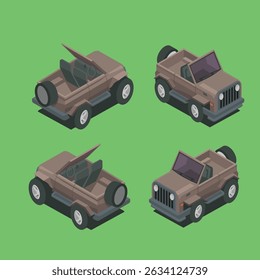 ofroad cars isometric vector illustration design