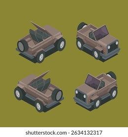 ofroad cars isometric vector illustration design