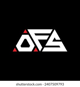 OFS triangle letter logo design with triangle shape. OFS triangle logo design monogram. OFS triangle vector logo template with red color. OFS triangular logo Simple, Elegant, and Luxurious design.