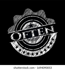 Often chalkboard emblem on black board. Vector Illustration. Detailed.
