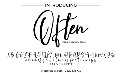 Often Font Stylish brush painted an uppercase vector letters, alphabet, typeface