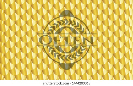 Often golden badge. Scales pattern. Vector Illustration. Detailed.