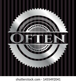 Often silver shiny badge. Vector Illustration. Mosaic.