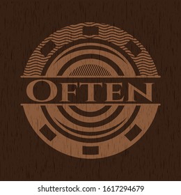 Often wooden emblem. Vintage. Vector Illustration.
