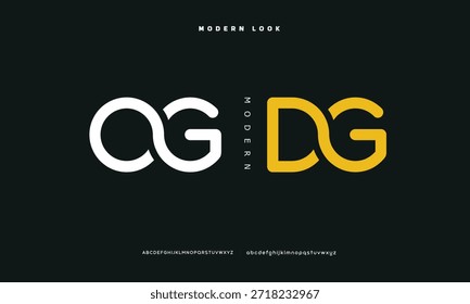 OG DG alfabeto creativo moderno. Estilo de Fuentes futuras. Tipografía Fuentes mayúsculas y minúsculas. Ilustración vectorial