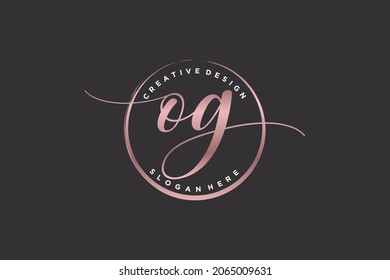 OG handwriting logo with circle template vector signature, wedding, fashion, floral and botanical with creative template.