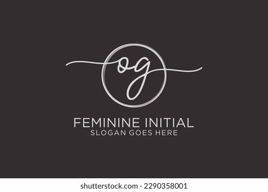 OG handwriting logo with circle template vector logo of initial signature, wedding, fashion, floral and botanical with creative template.