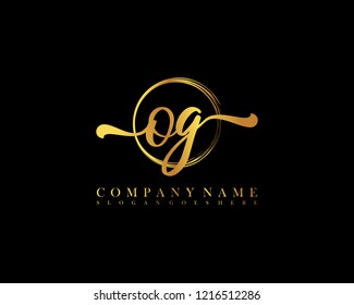 OG initial handwriting logo circle template vector