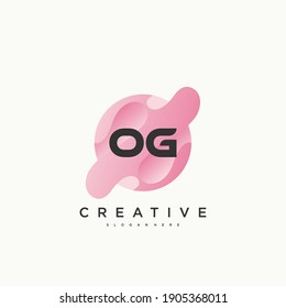 OG Initial Letter logo icon design template elements with wave colorful art.