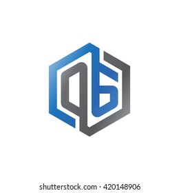 OG initial letters looping linked hexagon logo black gray blue