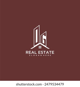 OG monograma inicial de construcción y logotipo de techo para bienes raíces