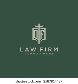 OG initial monogram for law firm with sword and shield logo image