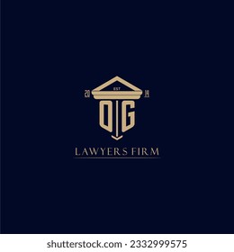 Logotipo inicial de la firma de abogados en monograma con diseño de hitos