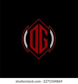 OG initial monogram logo for gaming with Gemoteric line shape style design on isolated background